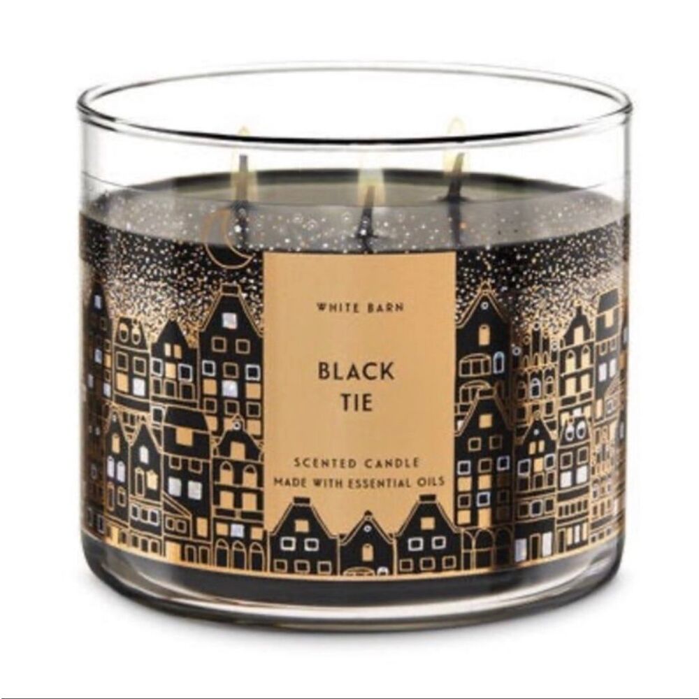 Bath & Body Works White Barn Black Tie 3-Wick Candle 14.5 oz Lightly Used